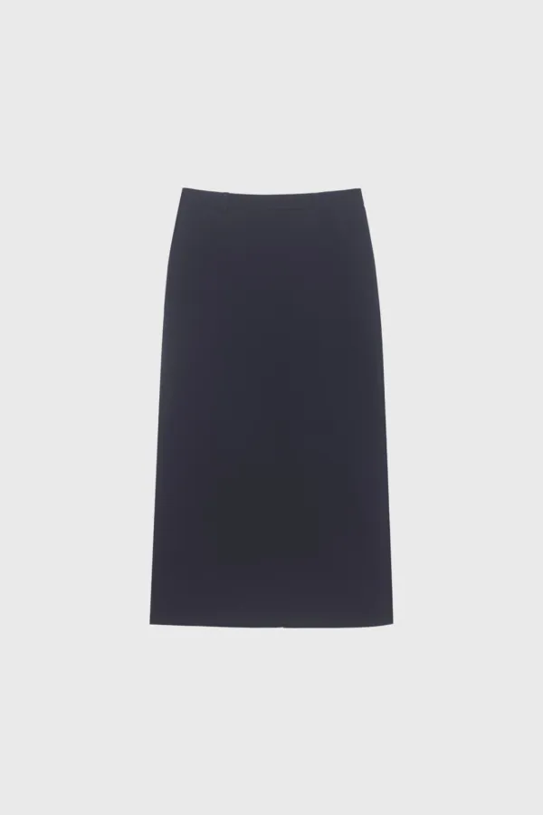 Cotton blended skirt (beige / white / dark navy)