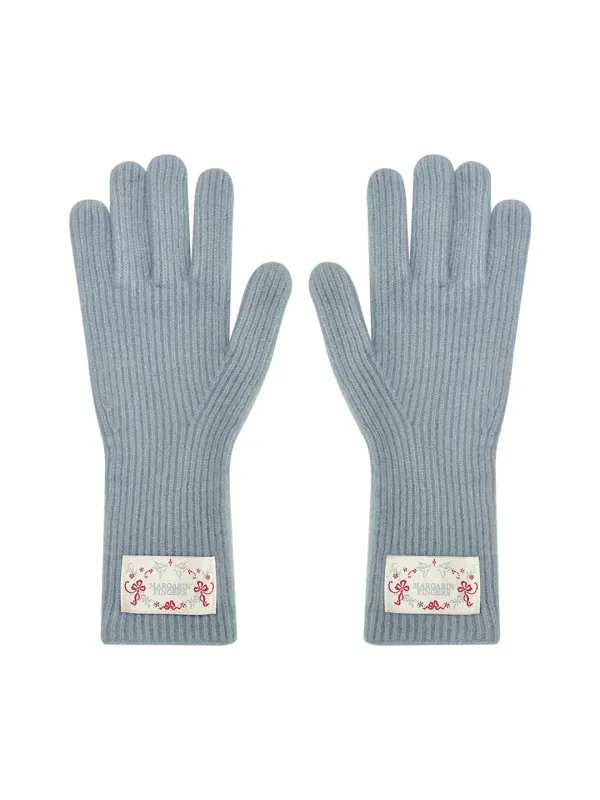 FINGER HOLE KNIT GLOVES (LIGHT BLUE)