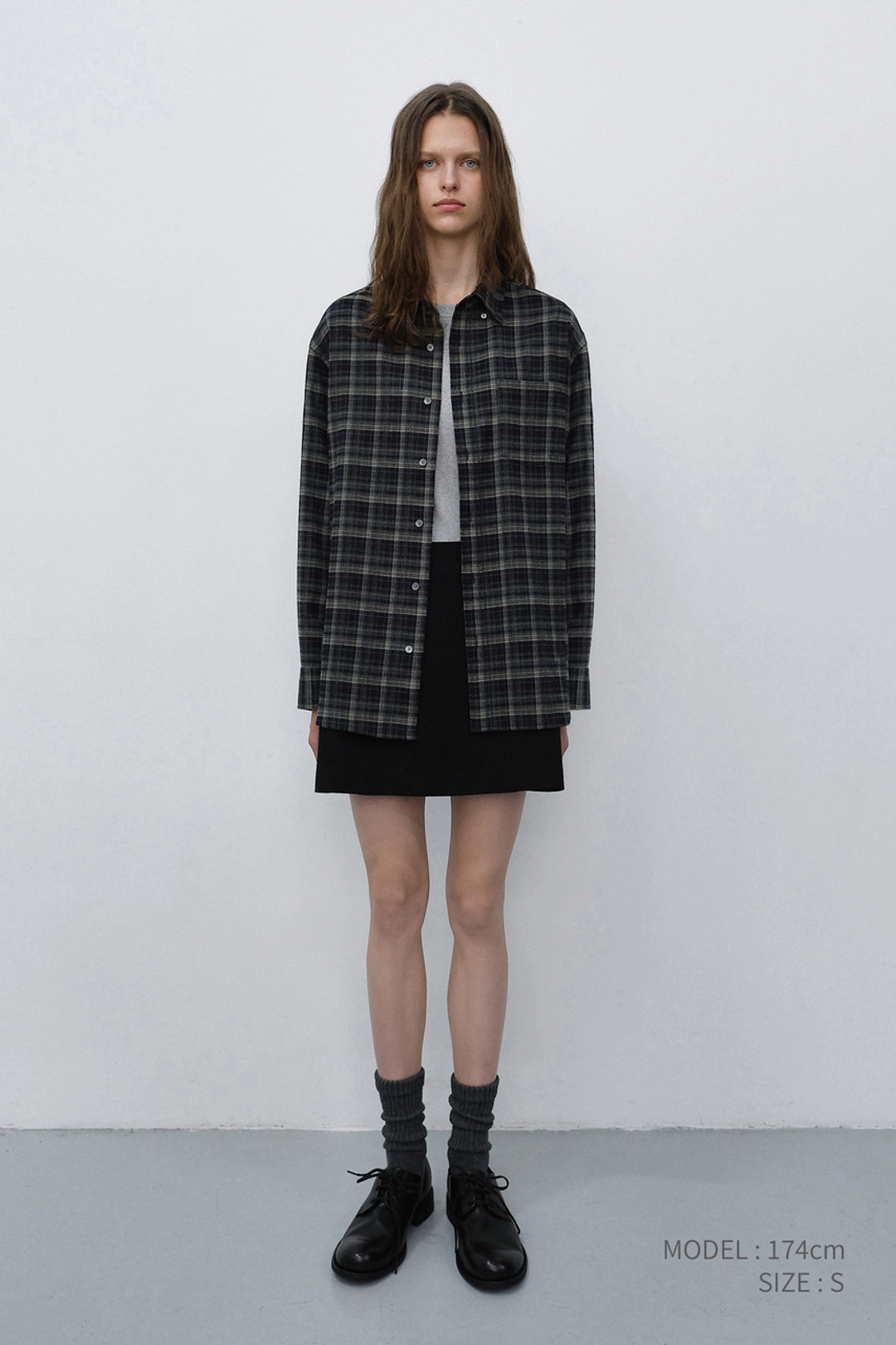 던스트 UNISEX CHECKED FLANNEL BD SHIRT NAVY GREY_UDSH6C103N2 상품 이미지 1
