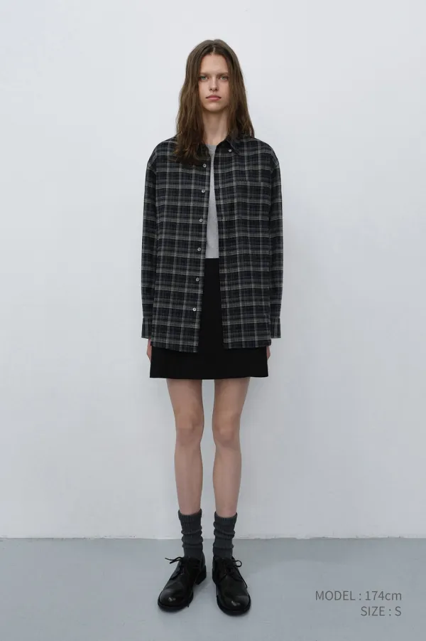 UNISEX CHECKED FLANNEL BD SHIRT NAVY GREY_UDSH6C103N2