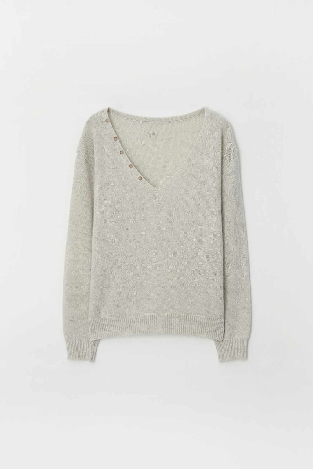 브렌다 브렌든 button deep v neck knit - husky white 상품 이미지 2