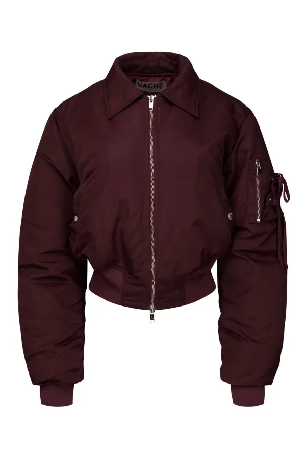 CROPPED BOMBER JACKET (UNISEX) BURGUNDY