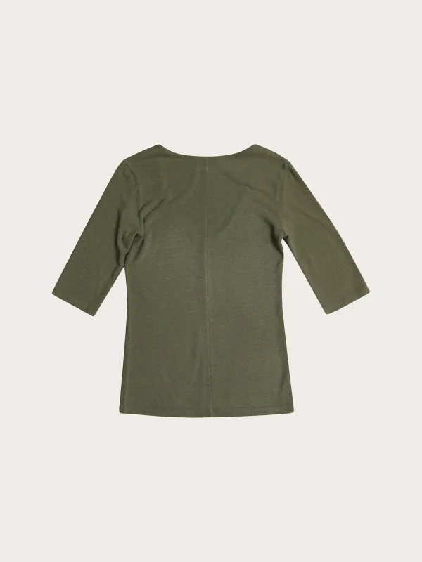 Ellen Angora Scoop Tee - Khaki