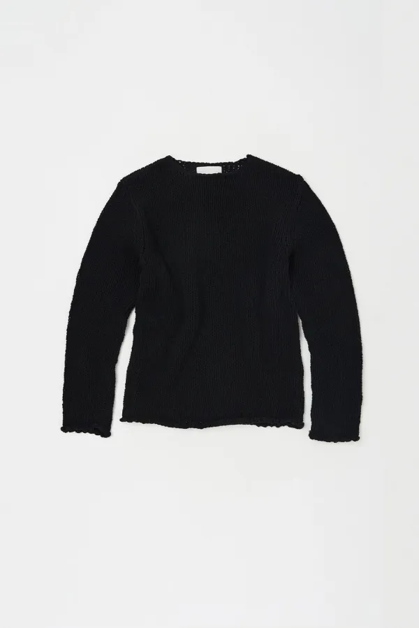 RELAXED COTTON SWEATER IN BLACK
