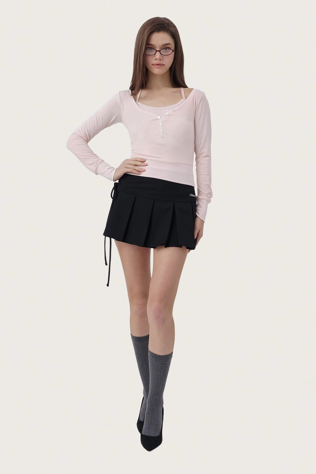 클리시어 Serenade corset pleats skirt, Black 상품 이미지 1