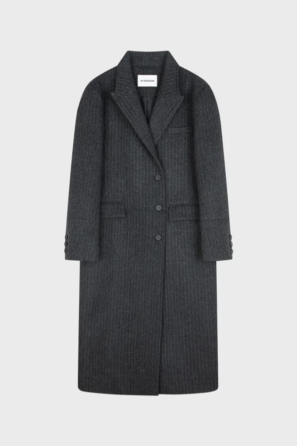 [3RD] TAILORED WOOL COAT V2 (CHARCOAL PIN STRIPE)