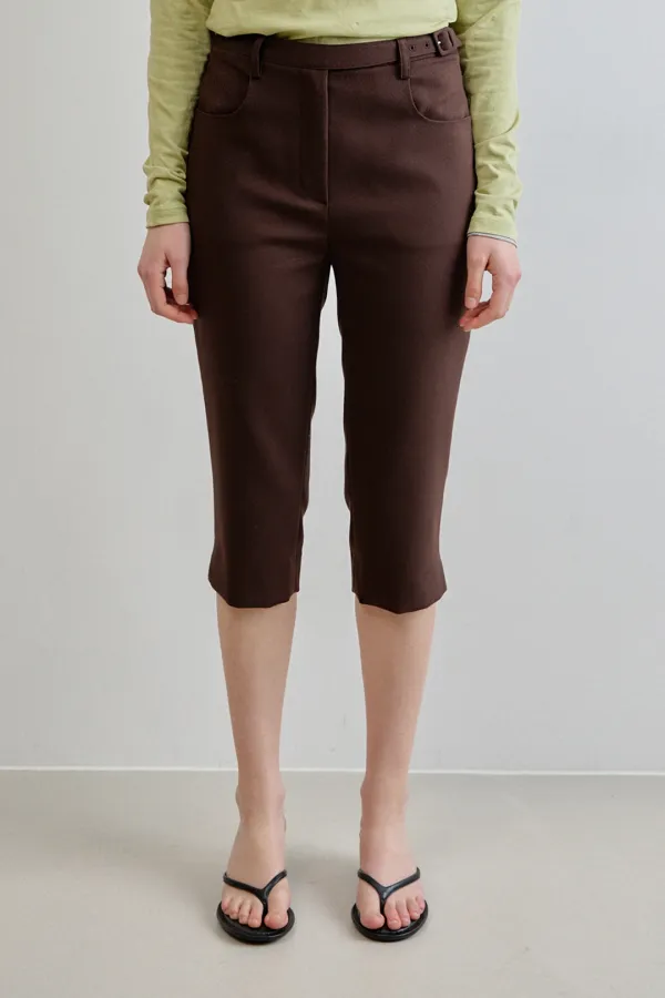 90s belted capri pants_maron