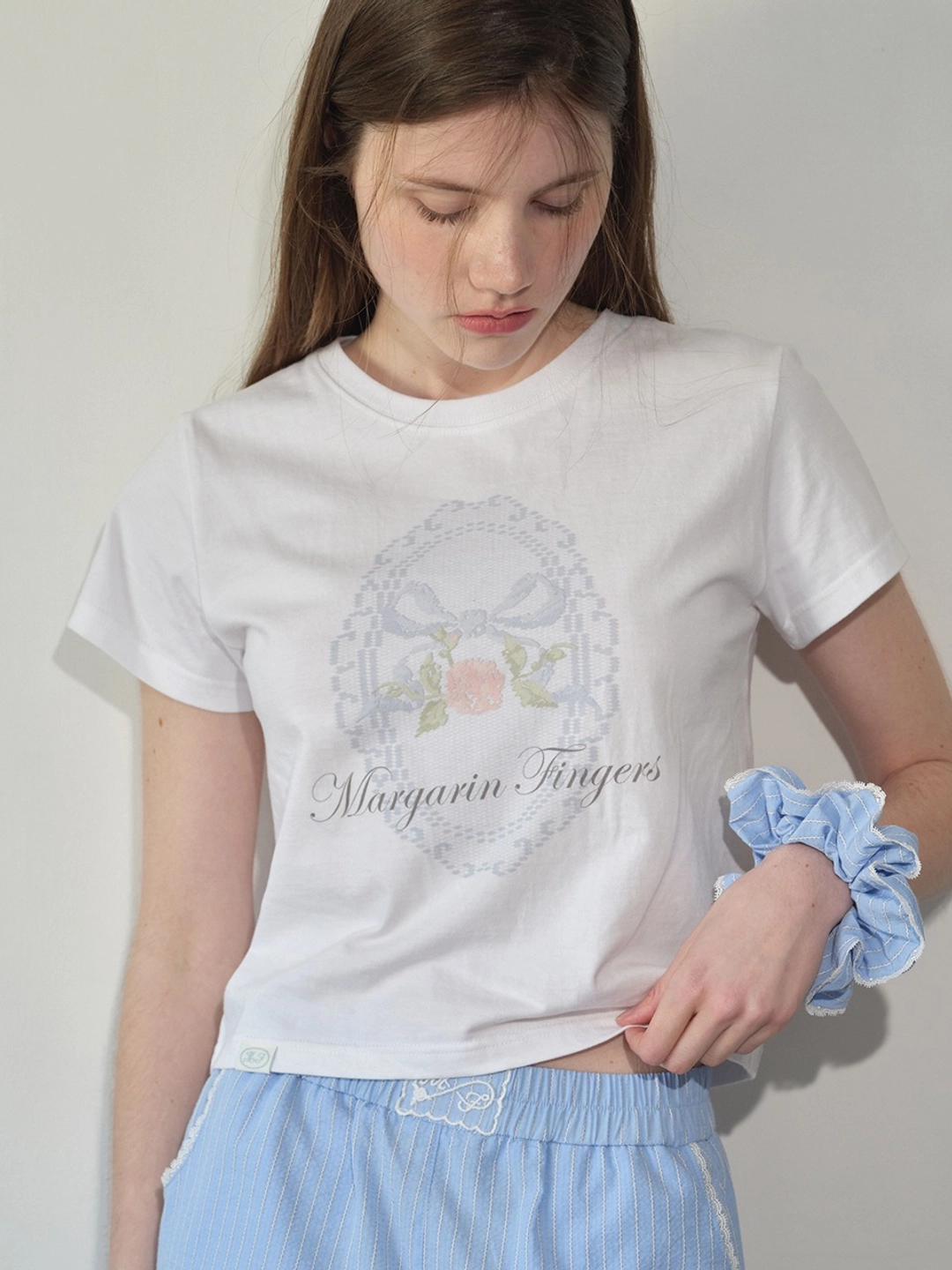 마가린핑거스 STRIPED LACE SCRUNCH (LIGHT BLUE) 상품 이미지 2