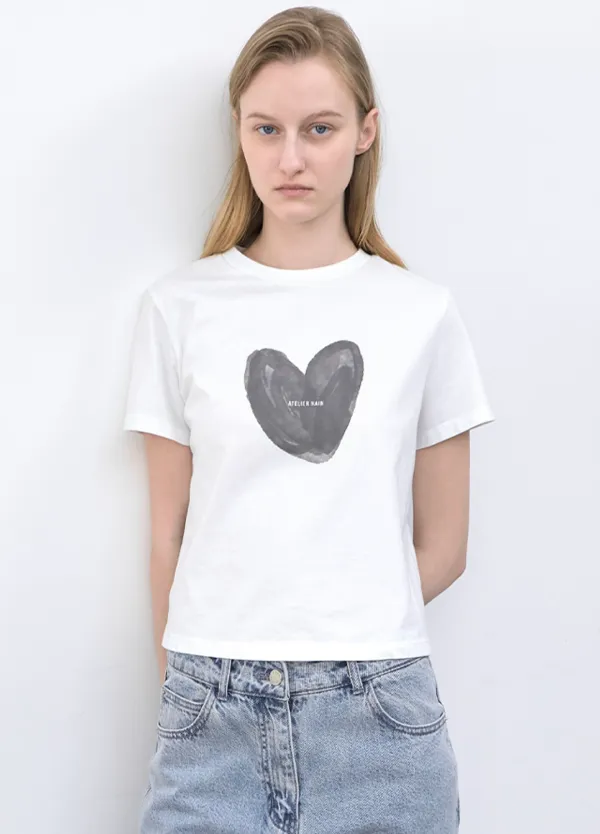 (T-7222)LOGO HEART STANDARD FIT TEE