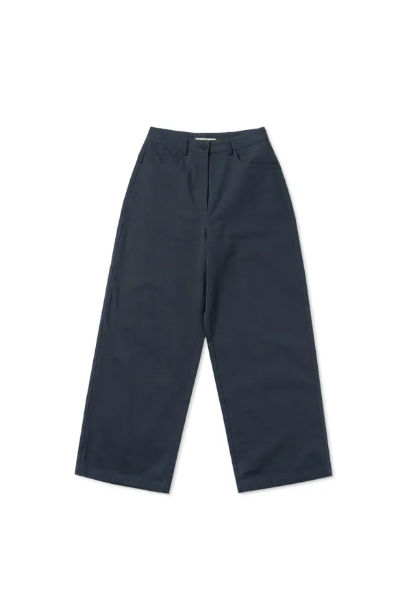 Wide cotton pants_navy