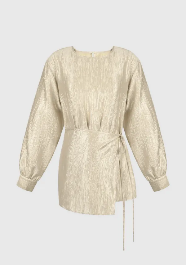 Serin Glow Wrap Blouse Gold
