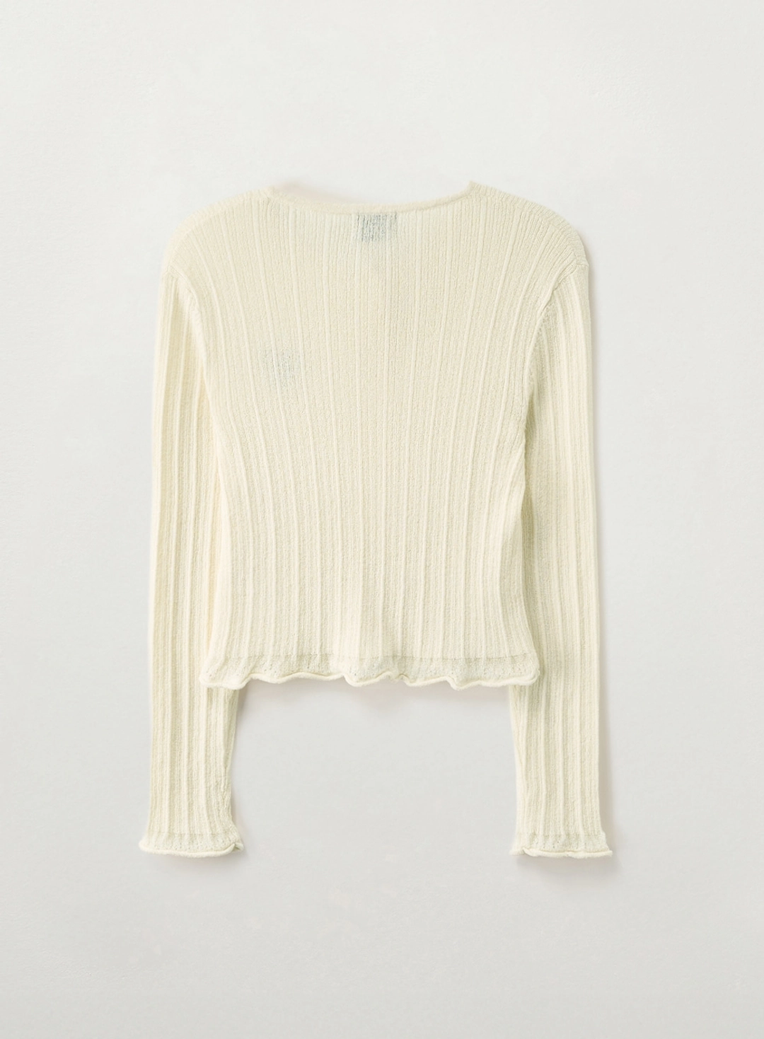 세터 (W) Sheer Long Sleeve Crop Cardigan - Cream 상품 이미지 2