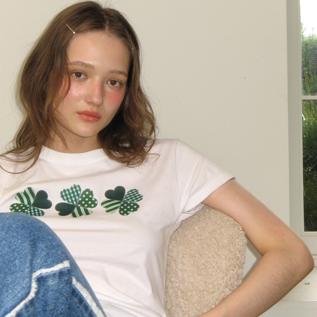 론론 3 CLOVER CROP T SHIRT WHITE 상품 이미지 2