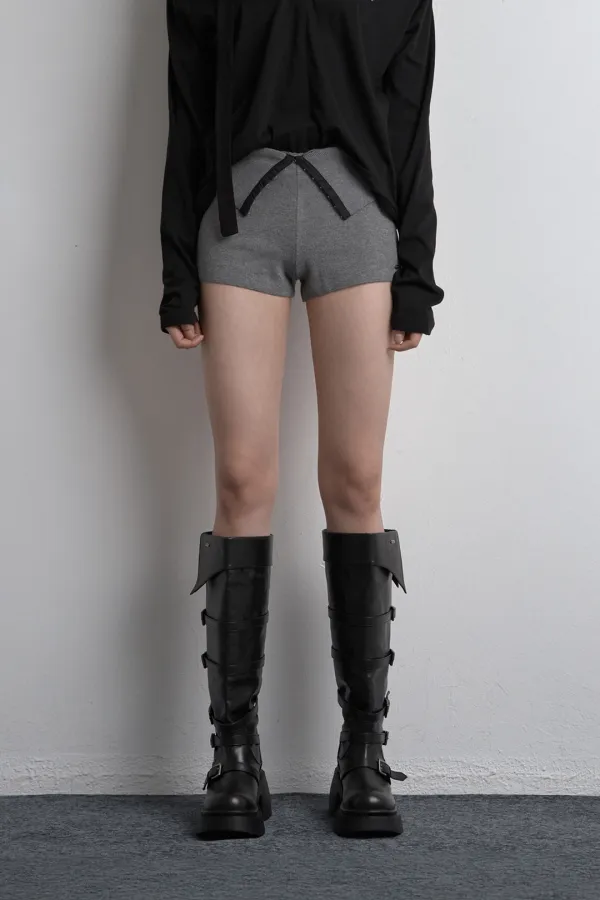 FOLD TWO-WAY KNIT SHORTS GRAY