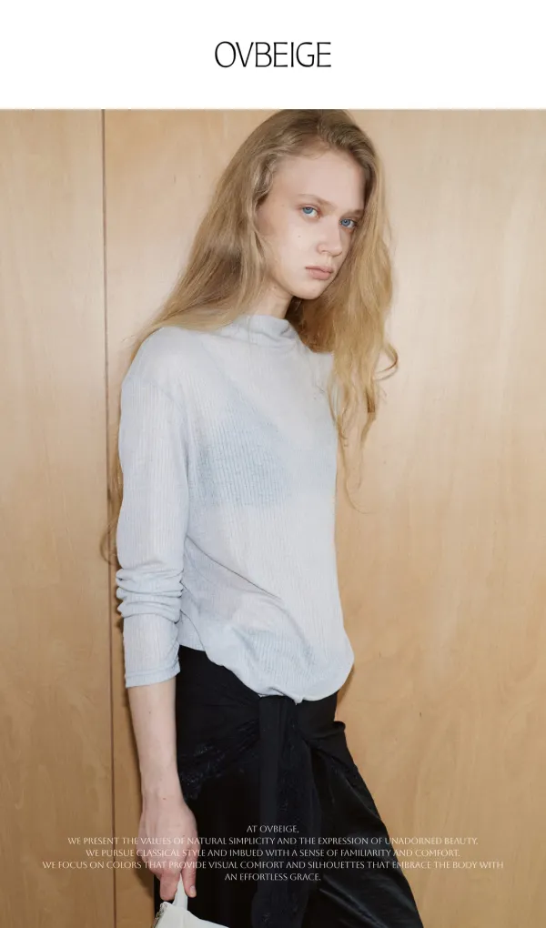 FINE RIB TURTLENECK TEE_FOG GREY