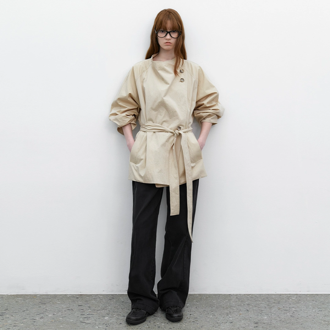 아뜰리에 나인 (CT-1485)DRAPE NECK HALF TRENCH COAT 상품 이미지 2