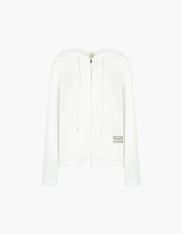 skashi knit hooded zip-up - white