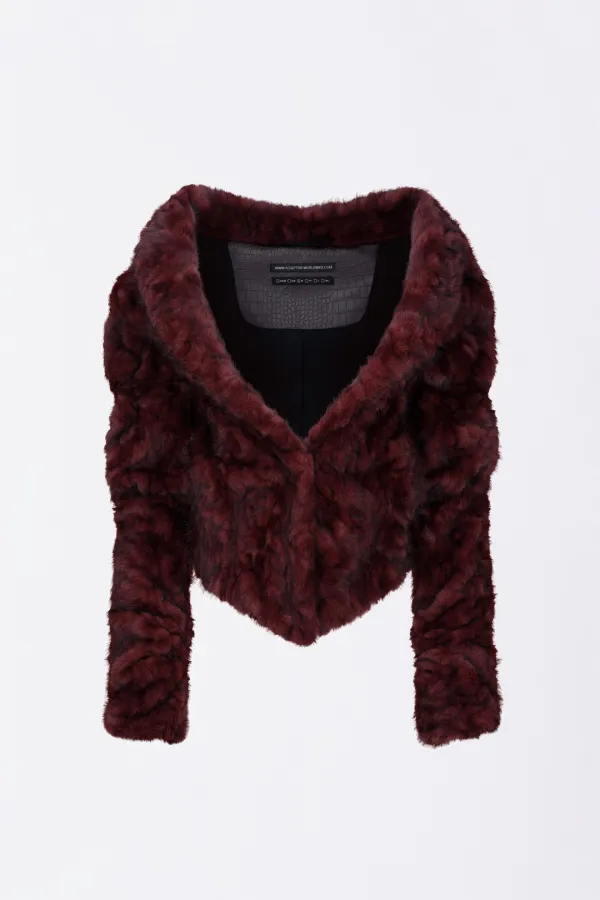 Faux Fur Corset Jacket Wine