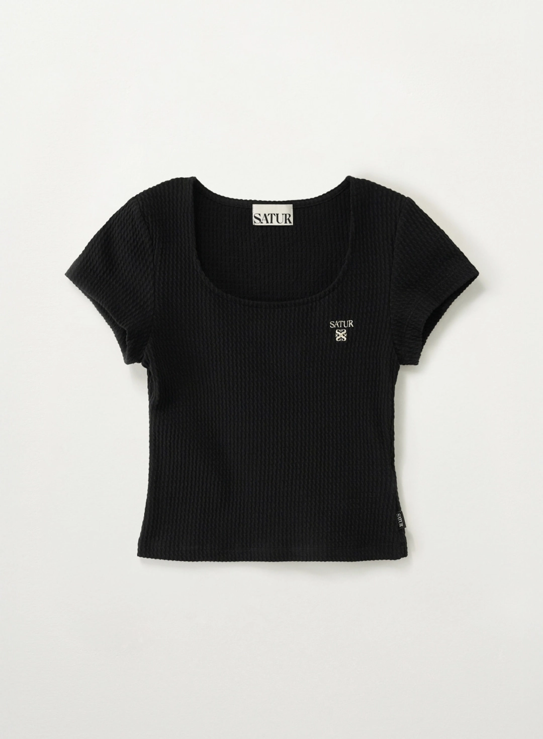 세터 (W) Square Neck Crinkle T-shirt - Black 상품 이미지 1