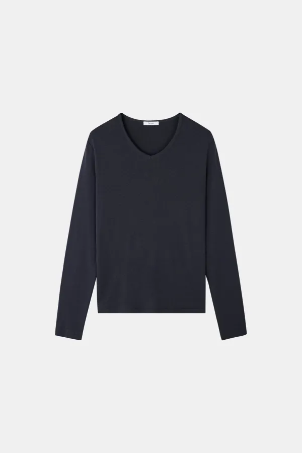 V Neck Long Sleeve in VIntage Navy