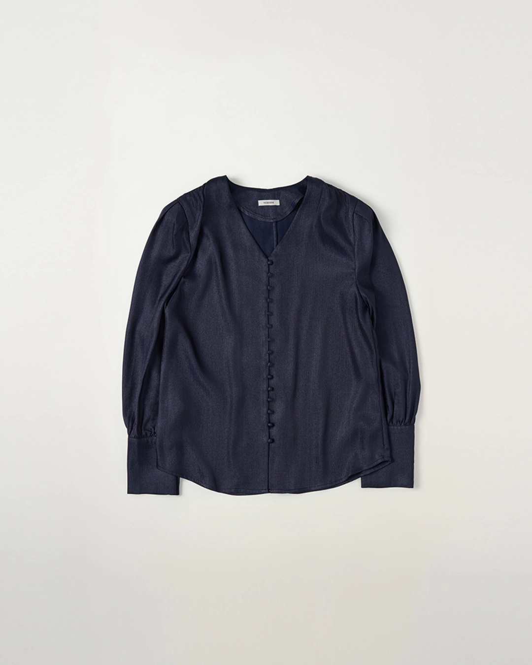 누아르나인 Satin Scarf Blouse [NAVY] 상품 이미지 1
