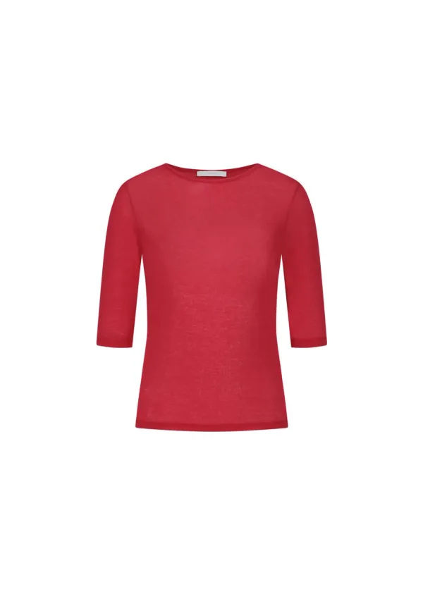 Round Short Sleeve T-shirt, Red