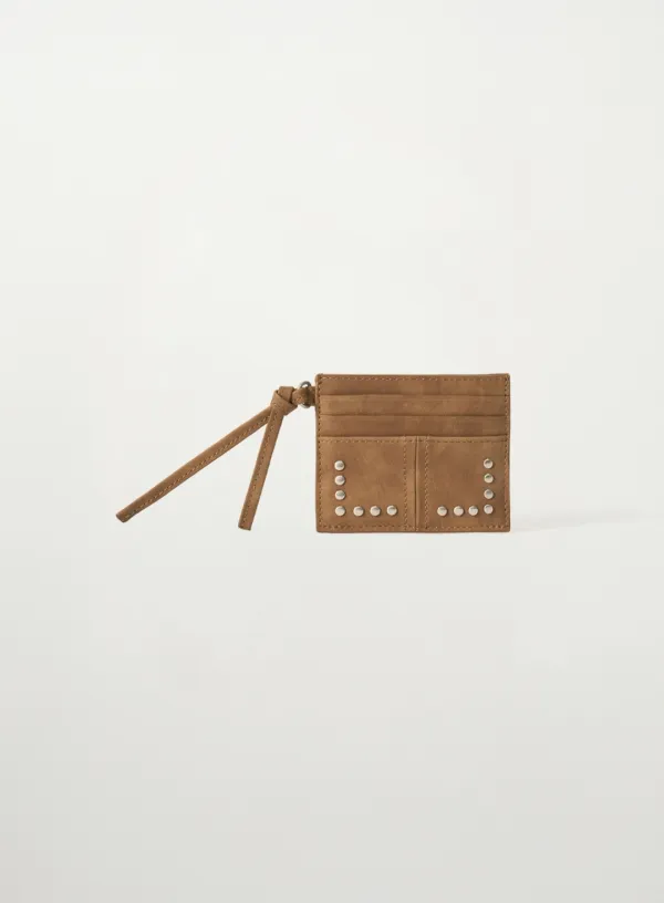 Stud Card Wallet - Camel
