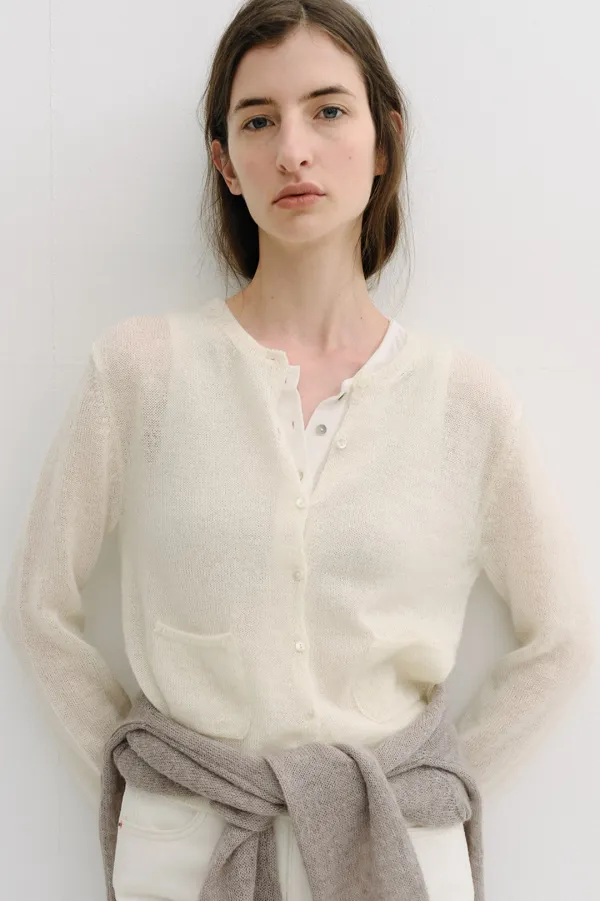 royal kid mohair knit cardigan (ivory)