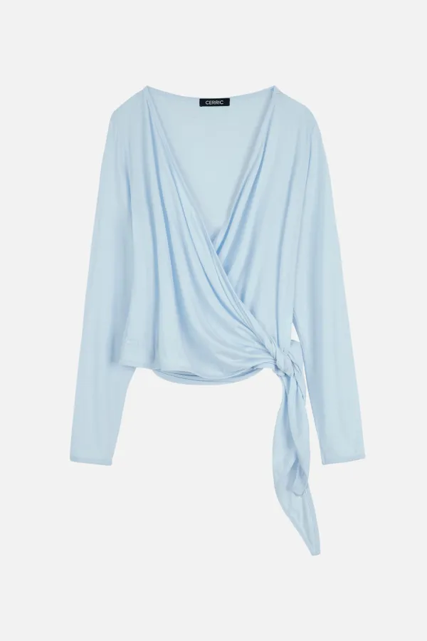 Drape Wrap Cardigan _ Sky Blue