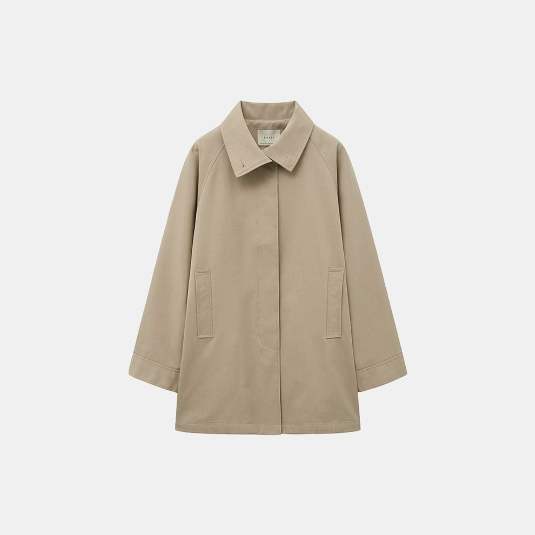 시야쥬 SIOT4152 하이넥 하프 트렌치 코트_Camel beige 상품 이미지 3