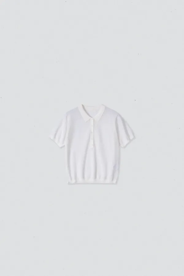 40177_Short-sleeve collared knit top TW