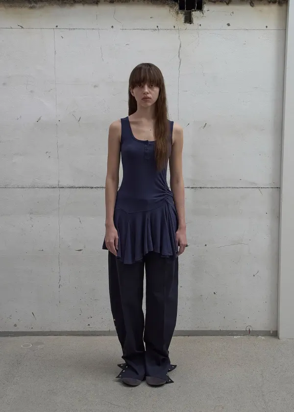 [2nd REORDER] FRILL SLEEVELESS TOP (DARK NAVY)