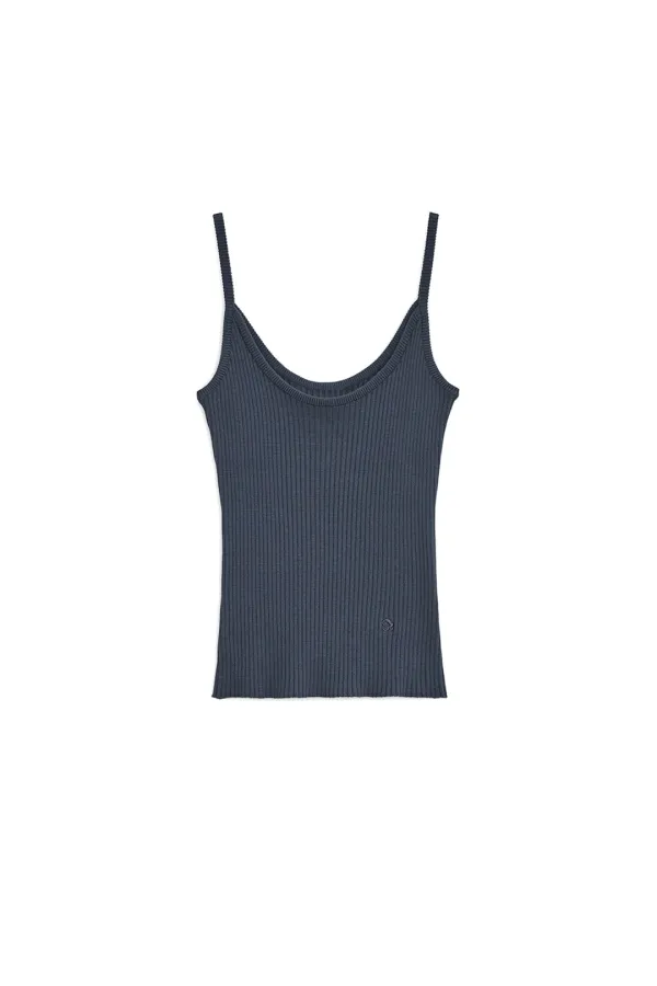 BASIC RIB KNIT SLEEVELESS TOP, CHARCOAL