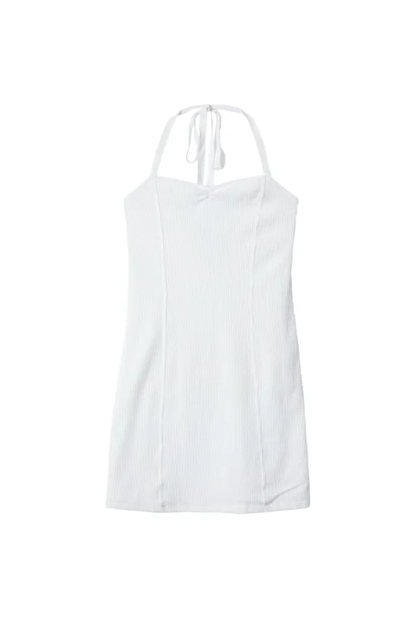 RR HALTER NECK MINI DRESS - WHITE