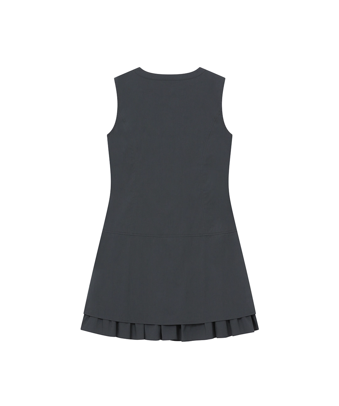 미세키서울 [Hannah X Misekiseoul] Hannah ruffle layered midi onepiece CHARCOAL 상품 이미지 2