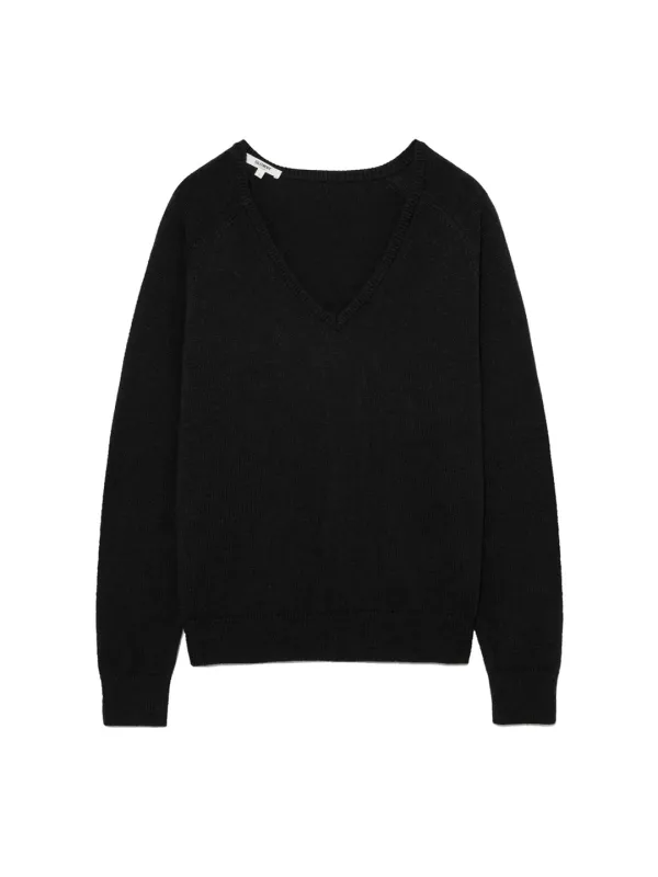 G LOOSE DEEP V-NECK KNIT (BLACK)