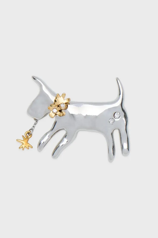 Puppy Brooch (Silver Gold)