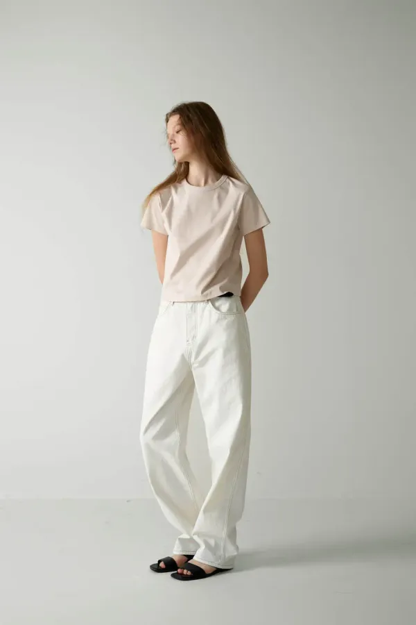 클래식 테이퍼드 데님_off white