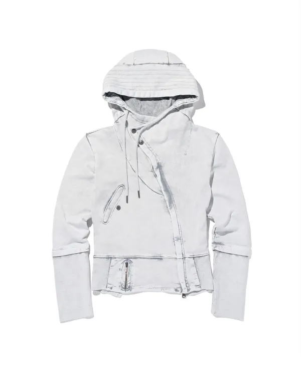 ASYMMETRIC HOODIE ZIP-UP_WASHED GREY