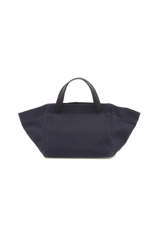 Leather-handle Cabas Bag, Navy