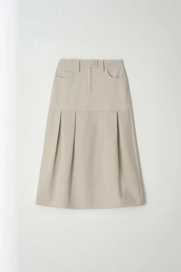 Vintage pleats skirt (Beige)