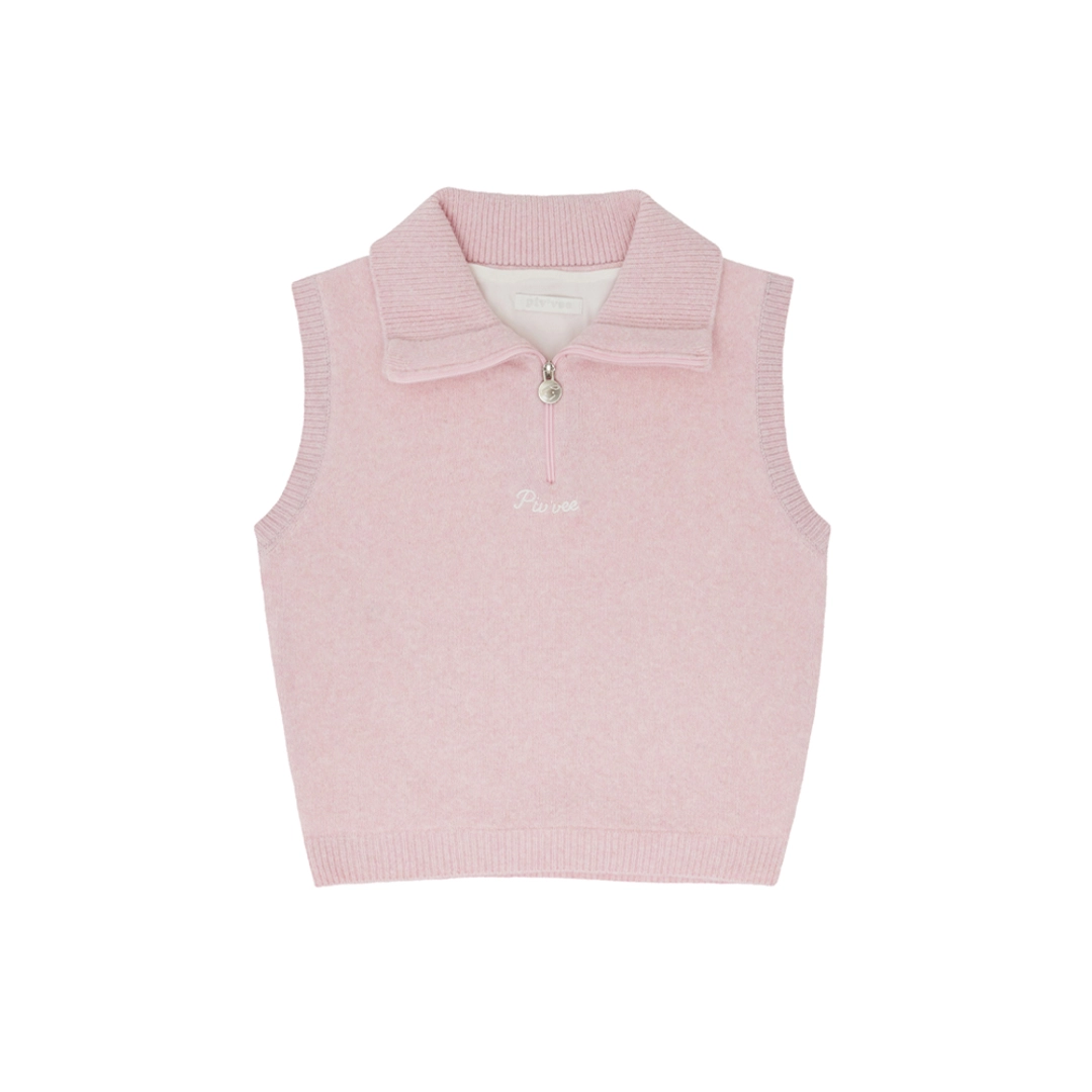 피브비 Giant Smiley Windproof Knit Vest (bubble pink) 상품 이미지 3
