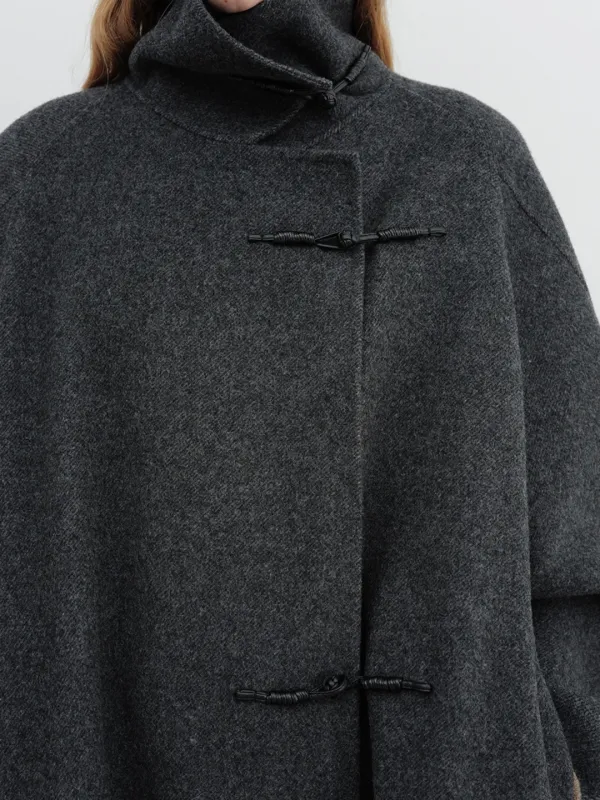 HIGH-NECK HANDMADE COAT [DARK GREY] - EHRE