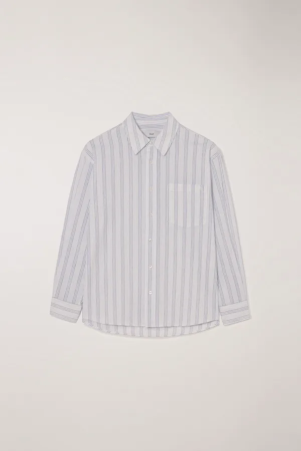 UNISEX CLASSIC OVERSHIRTS BLUE MULTI STRIPE