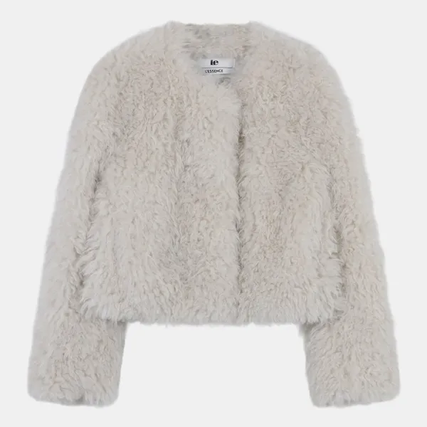 fur round jacket (light gray)