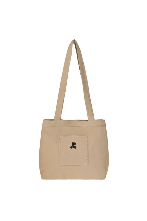 RR WASHED COTTON SHOULDER BAG - BEIGE