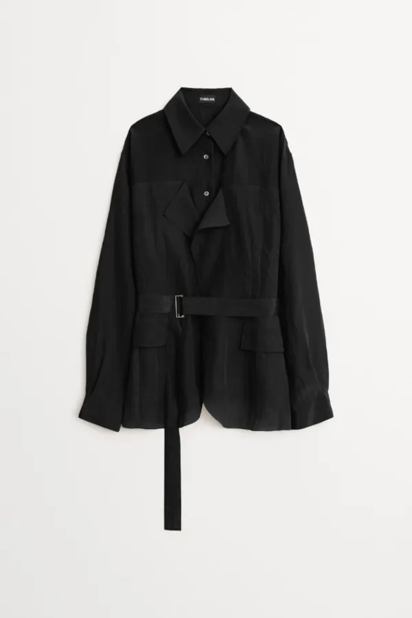 Champagne Cupro Layered Jacket black