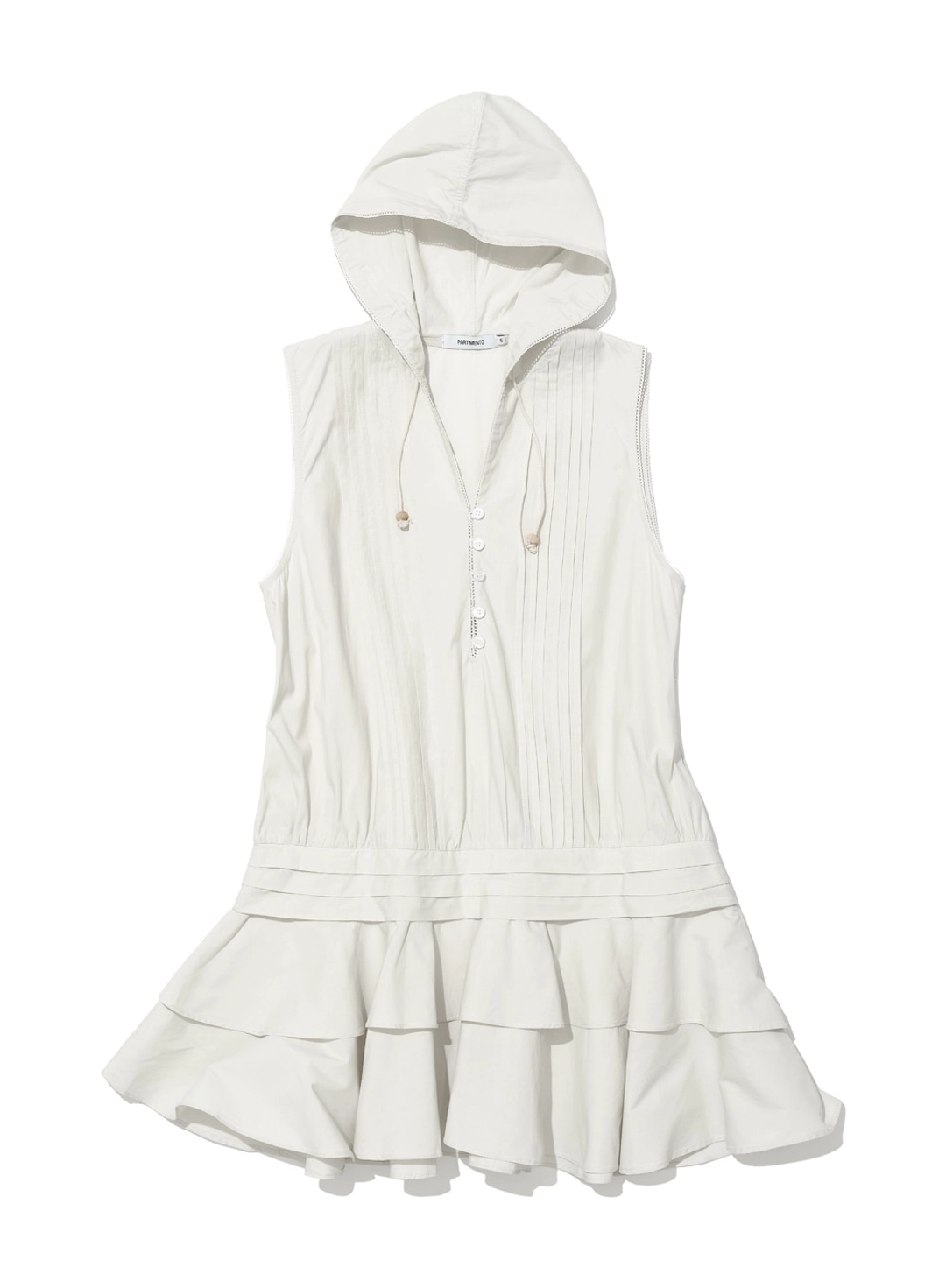 파르티멘토 [WOMEN] HOODED RUFFLE-HEM TUNIC DRESS_ECRU 상품 이미지 1