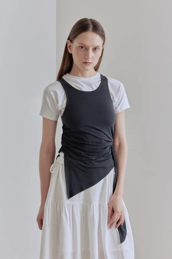 KNOTTED SLEEVELESS TOP (CHARCOAL)