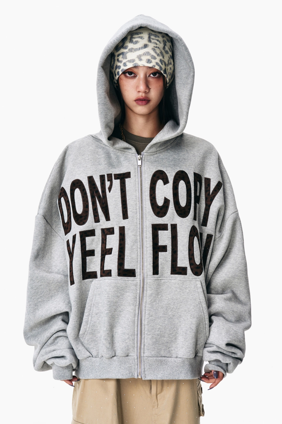 와이이이엘 DON\'T COPY ZIP-UP HOODIE GREY 상품 이미지 2